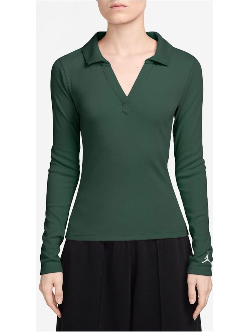 NWT Nike Jordan Long-Sleeve Ribbed Knit Top Tight Fit Medium Green